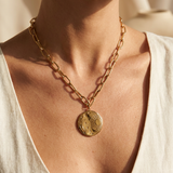 Sun moon medallion necklace
