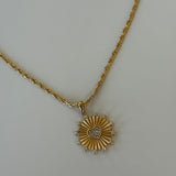 Heart in round tag necklace