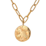 Sun moon medallion necklace