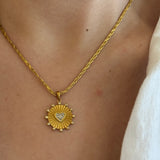 Heart in round tag necklace