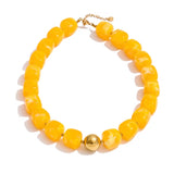 Yellow beaded acrylic necklace