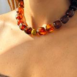 Brown beaded acrylic necklace