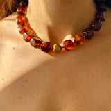 Brown beaded acrylic necklace