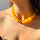 Yellow beaded acrylic necklace